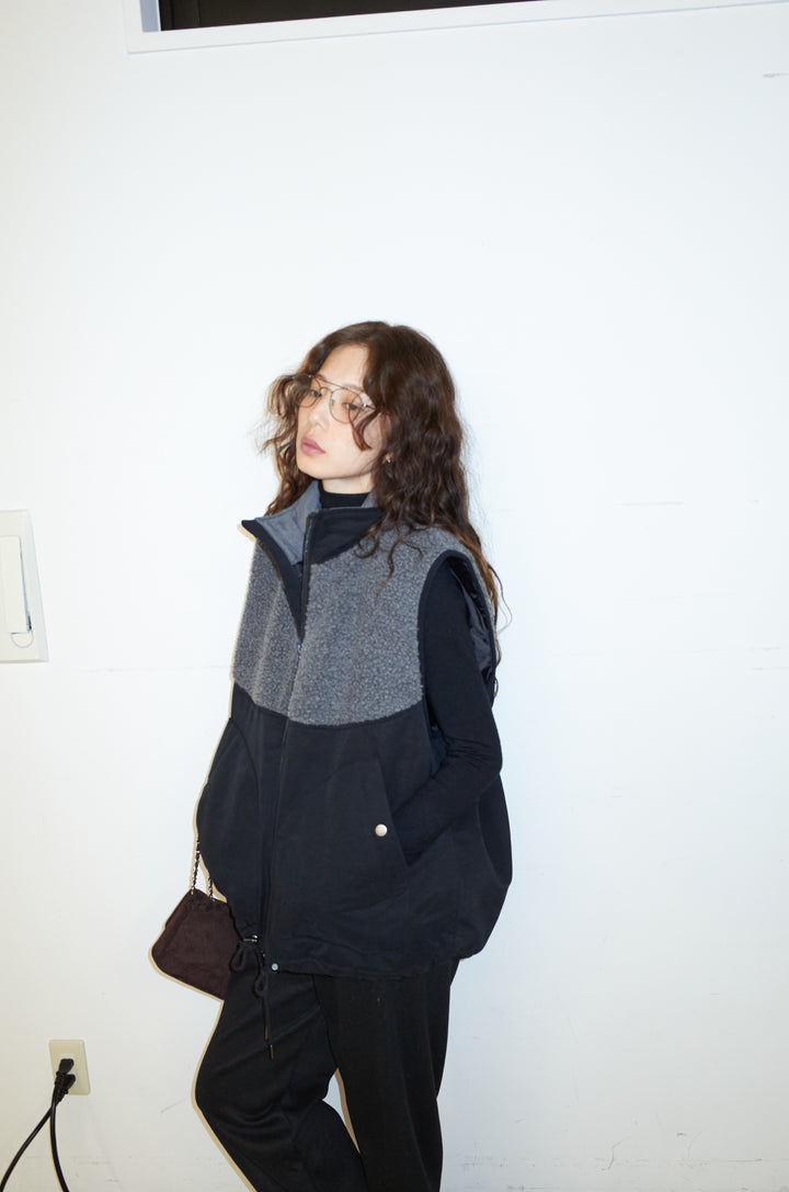 [予約/SET]ボア切替中綿ベスト+ダンボールニットパンツ(2set)