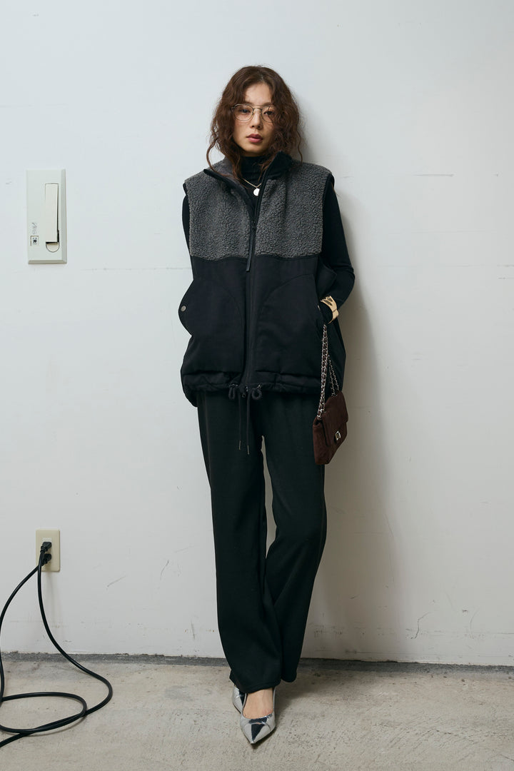 [予約/SET]ボア切替中綿ベスト+アンゴラタッチフィンガーホールタートルニット+ダンボールニットパンツ(3set)