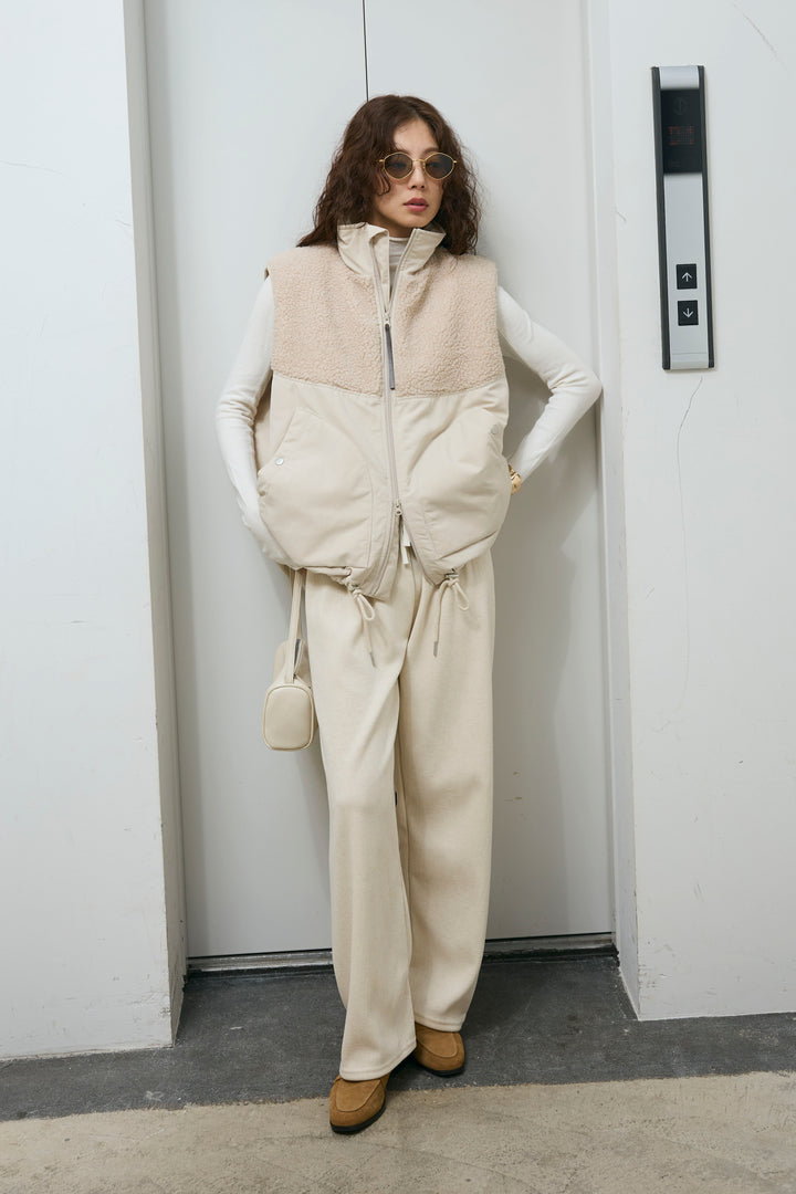 [予約/SET]ボア切替中綿ベスト+アンゴラタッチフィンガーホールタートルニット+ダンボールニットパンツ(3set)