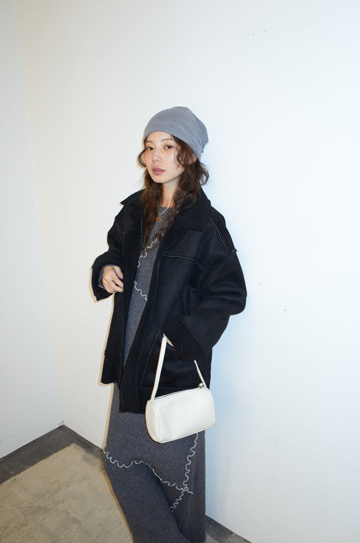 [予約/SET]フェイクムートンジャケット+ランダムメローニット+ランダムメローニットスカート(3set)