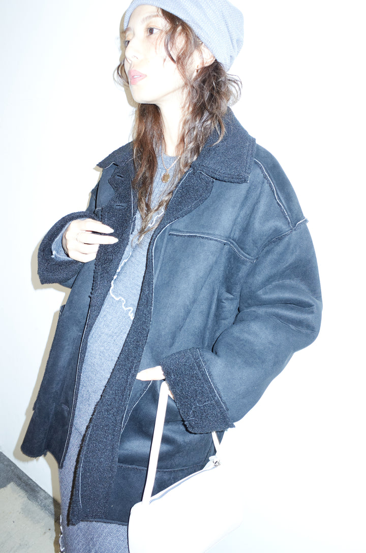 [予約/SET]フェイクムートンジャケット+ランダムメローニット+ランダムメローニットスカート(3set)