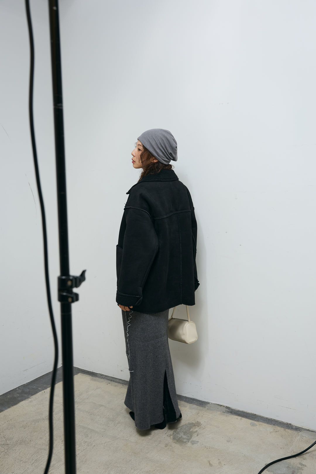 [予約/SET]フェイクムートンジャケット+ランダムメローニット+ランダムメローニットスカート(3set)