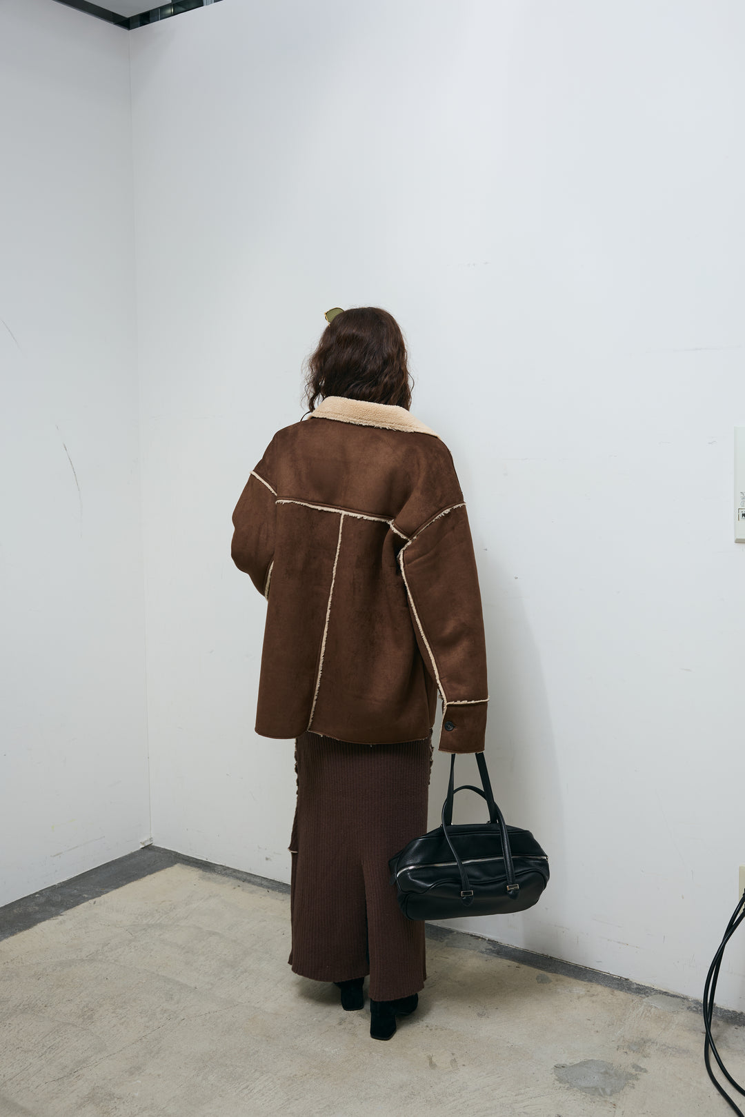 [予約/SET]フェイクムートンジャケット+ランダムメローニットスカート(2set)