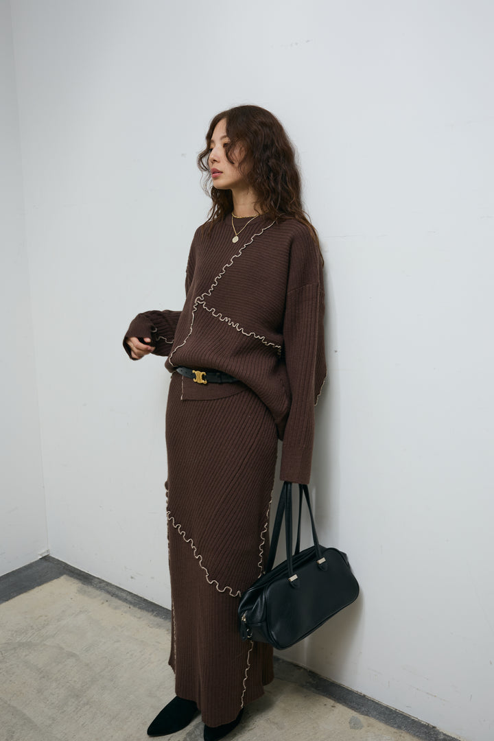 [予約/SET]ランダムメローニット+ランダムメローニットスカート(2set)