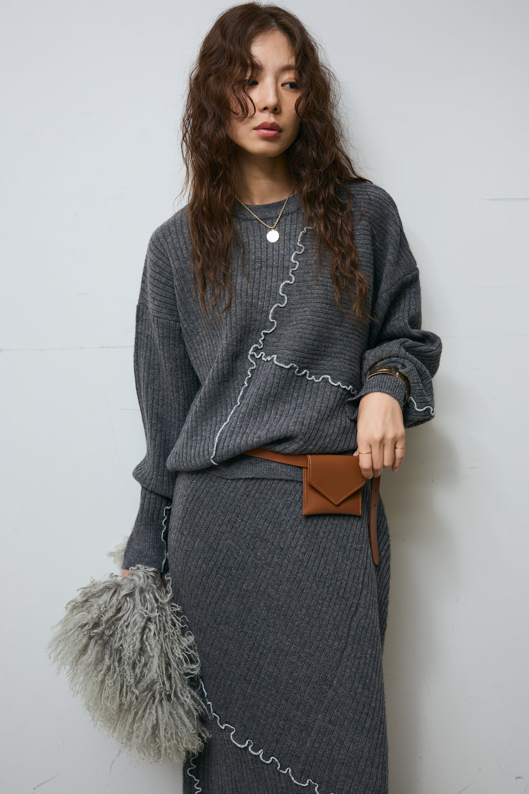 [予約/SET]ランダムメローニット+ランダムメローニットスカート(2set)