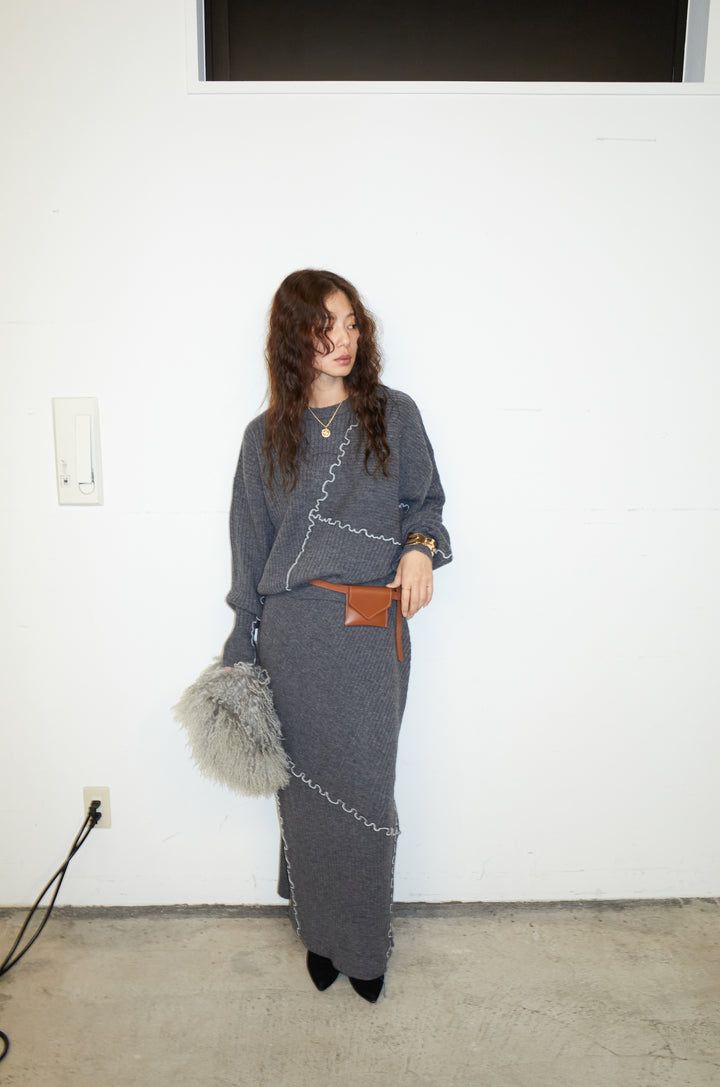 [予約/SET]ランダムメローニット+ランダムメローニットスカート(2set)