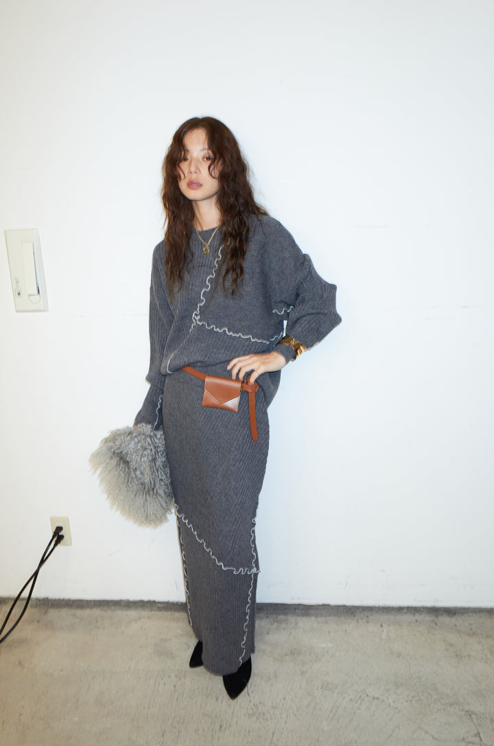 [予約/SET]ランダムメローニット+ランダムメローニットスカート(2set)