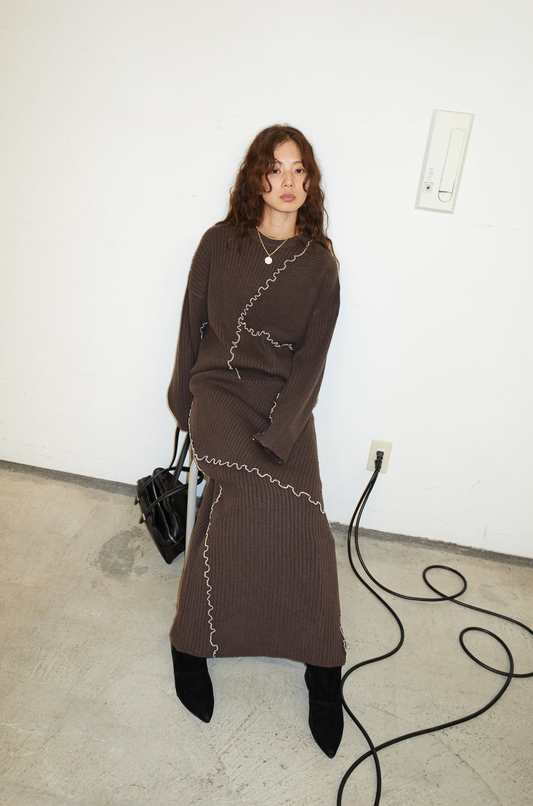 [予約/SET]ランダムメローニット+ランダムメローニットスカート(2set)