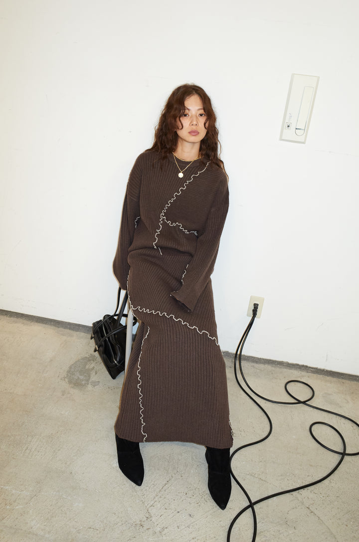 [予約/SET]ランダムメローニット+ランダムメローニットスカート(2set)