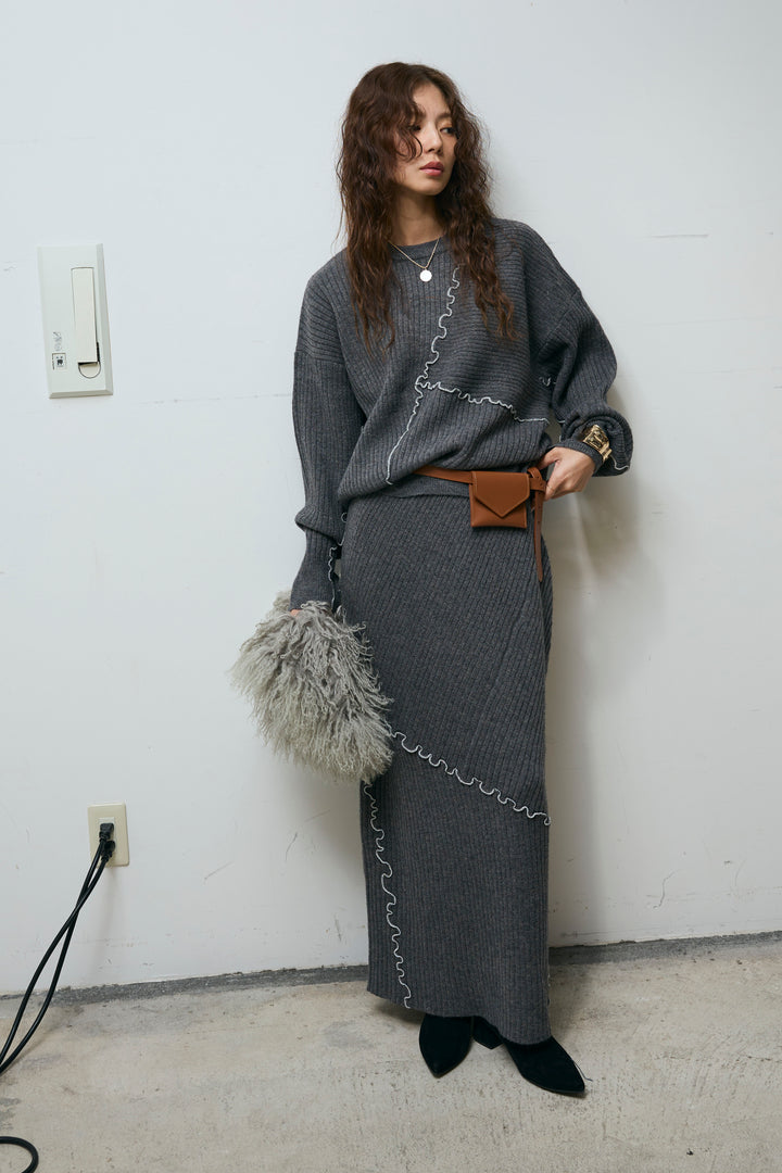 [予約/SET]ランダムメローニット+ランダムメローニットスカート(2set)