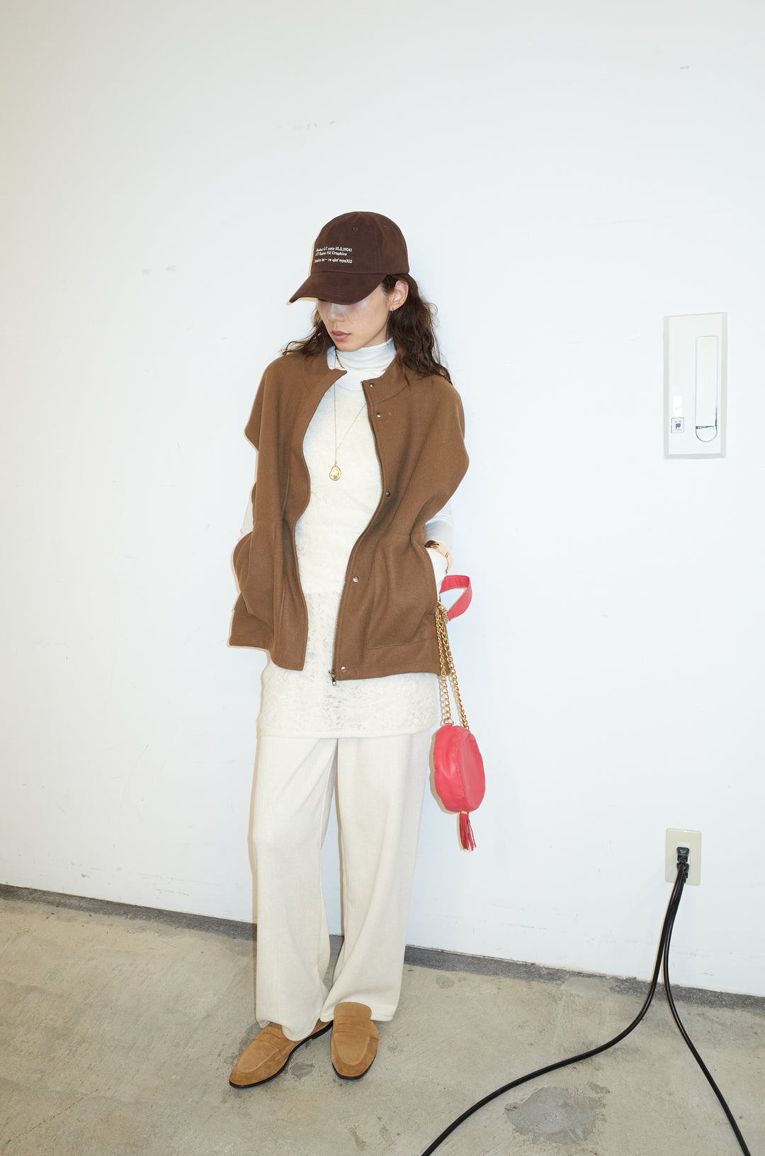 [予約/SET]ウールライクスタンドカラーベスト+ダンボールニットパンツ(2set)