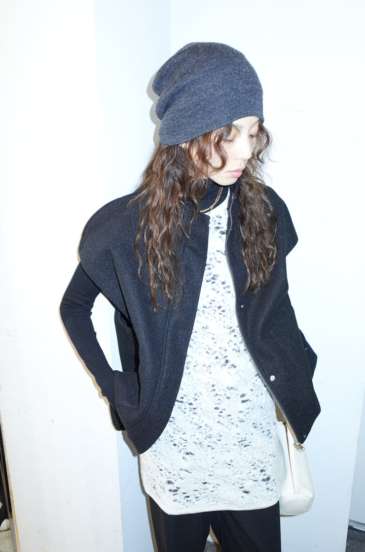 [予約/SET]ウールライクスタンドカラーベスト+アンゴラタッチフィンガーホールタートルニット+ダンボールニットパンツ(3set)