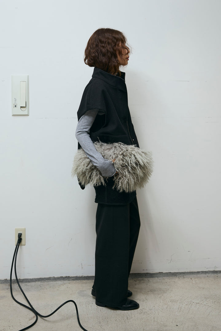 [予約/SET]ウールライクスタンドカラーベスト+ダンボールニットパンツ(2set)