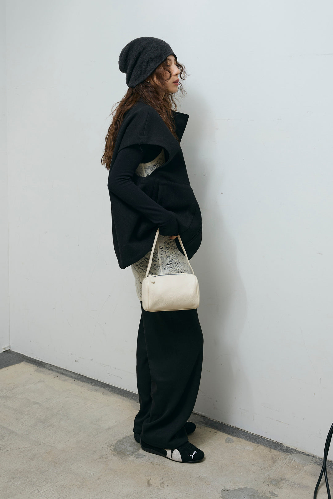 [予約/SET]ウールライクスタンドカラーベスト+ダンボールニットパンツ(2set)