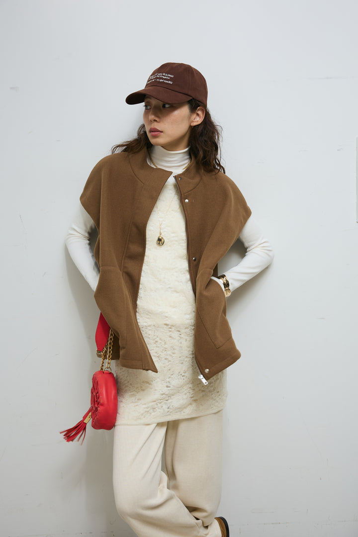 [予約/SET]ウールライクスタンドカラーベスト+アンゴラタッチフィンガーホールタートルニット+ダンボールニットパンツ(3set)