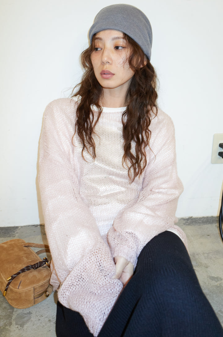 [予約/SET]ローゲージシアー ニット+切り替えリブニットロングスカート(2set)