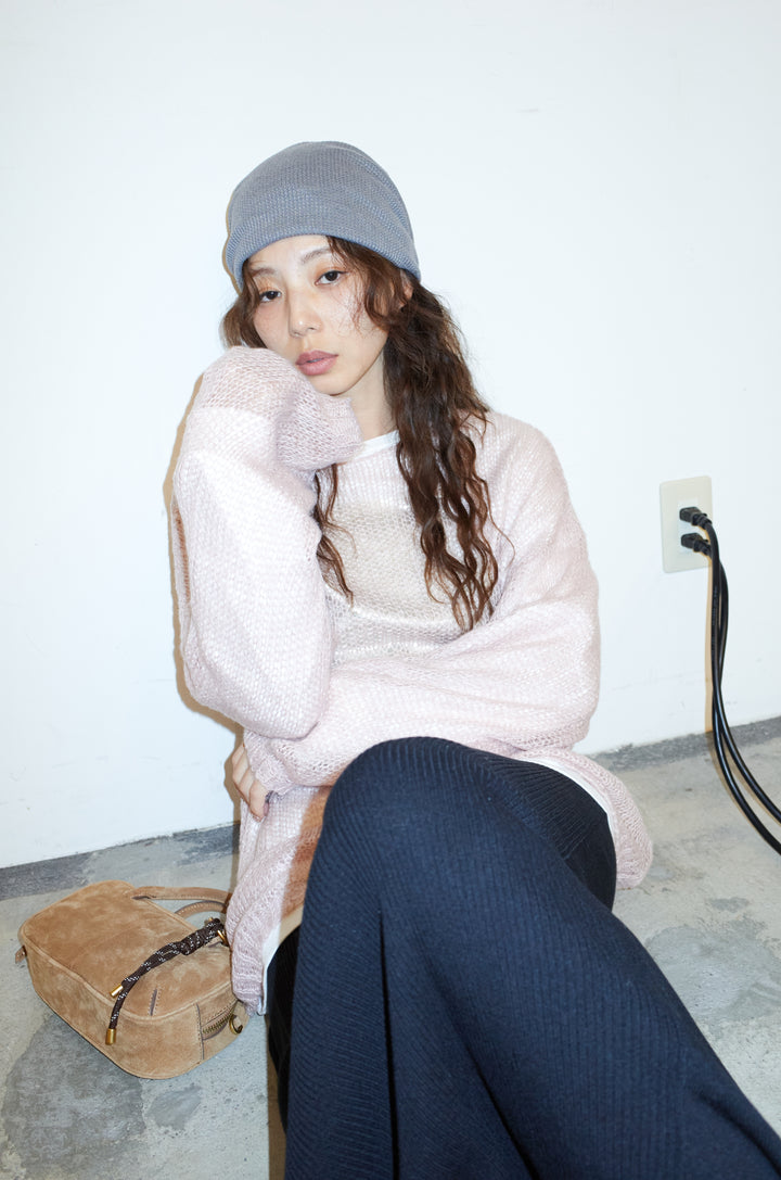 [予約/SET]ローゲージシアー ニット+切り替えリブニットロングスカート(2set)