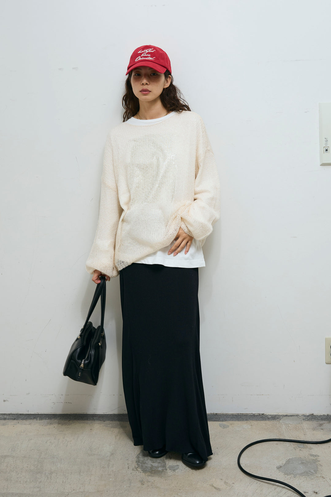 [予約/SET]ローゲージシアー ニット+切り替えリブニットロングスカート(2set)