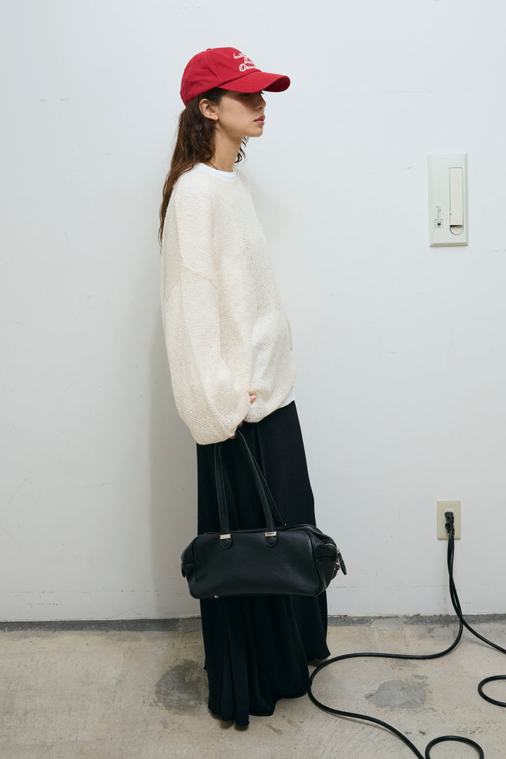 [予約/SET]ローゲージシアー ニット+箔プリントロンT+切り替えリブニットロングスカート(3set)