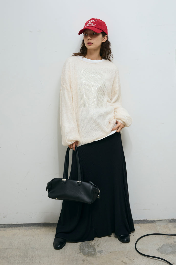 [予約/SET]ローゲージシアー ニット+切り替えリブニットロングスカート(2set)