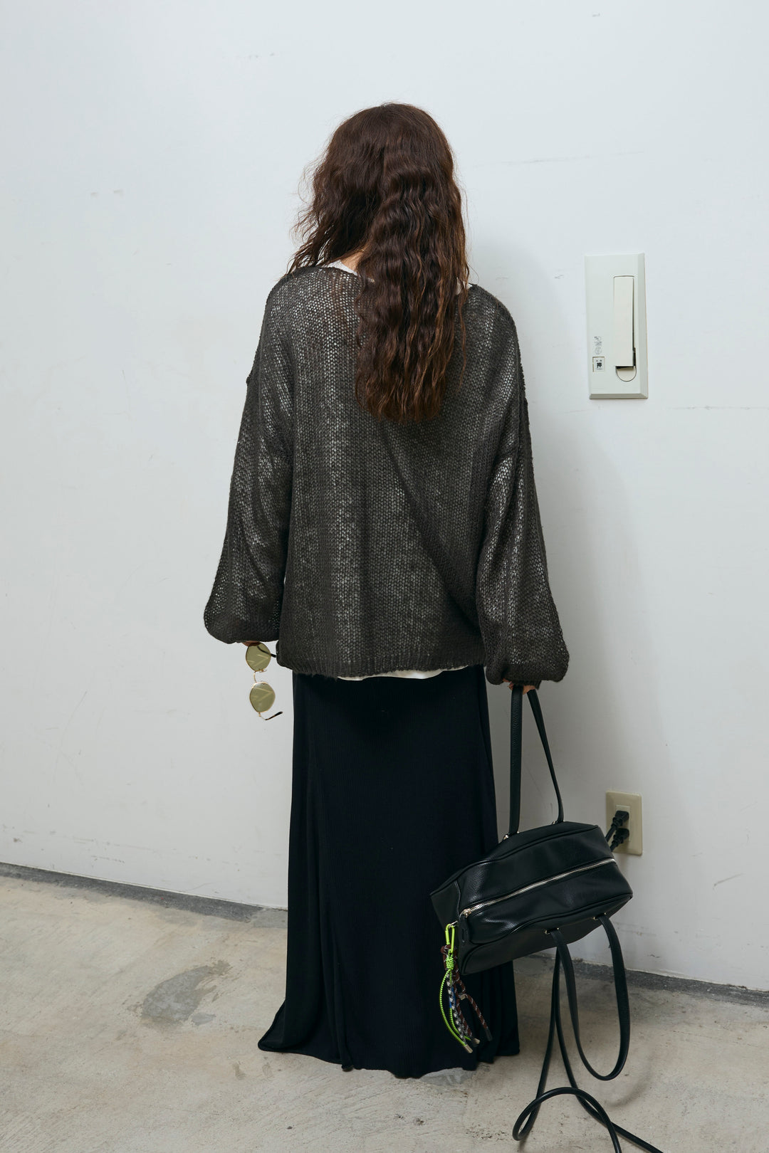 [予約/SET]ローゲージシアー ニット+切り替えリブニットロングスカート(2set)