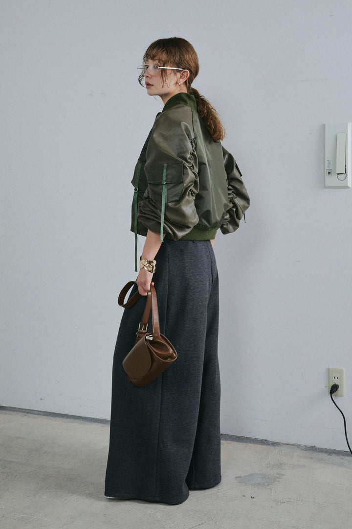 [予約/SET]ショート丈MA1+ベルト付きスゥイッチングタックパンツ(2set)