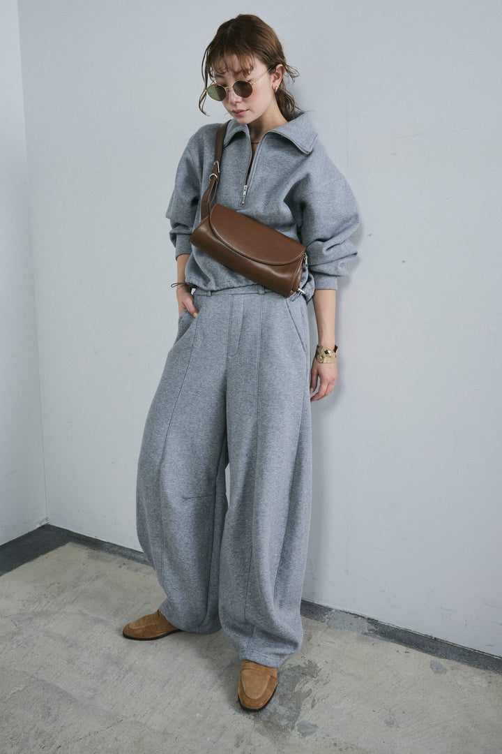 [予約/SET]ハーフジップ裏起毛トップス+裏起毛カーブパンツ(2set)