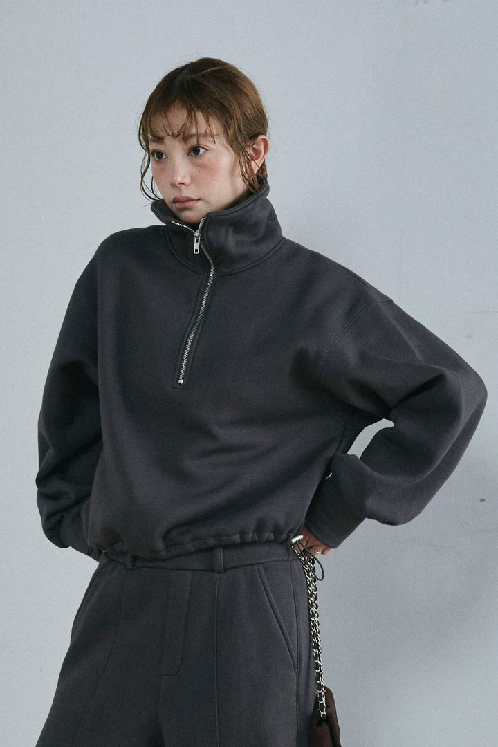 [予約]ハーフジップ裏起毛トップス