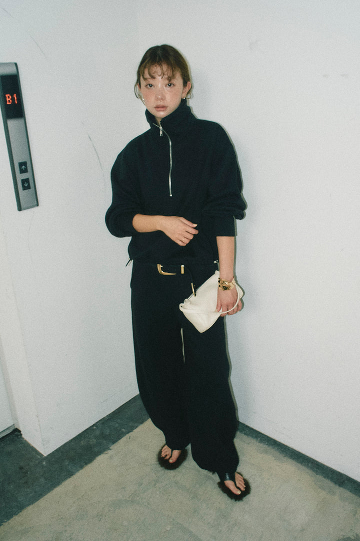 [予約/SET]ハーフジップ裏起毛トップス+裏起毛カーブパンツ(2set)