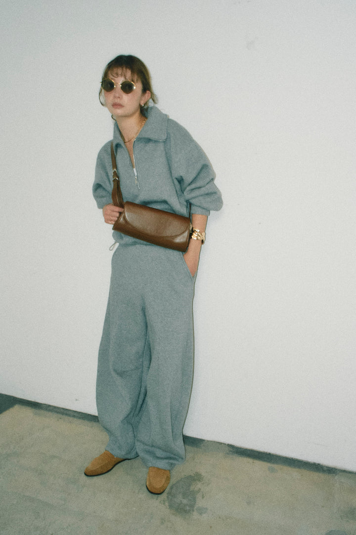 [予約/SET]ハーフジップ裏起毛トップス+裏起毛カーブパンツ(2set)