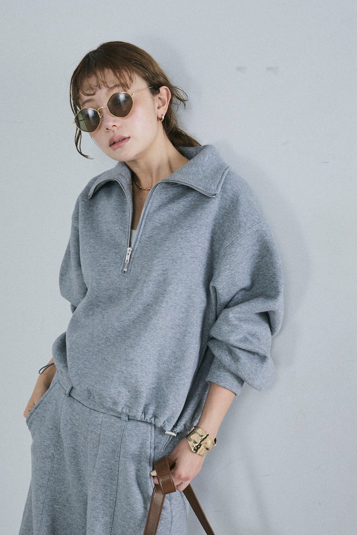 [予約]ハーフジップ裏起毛トップス