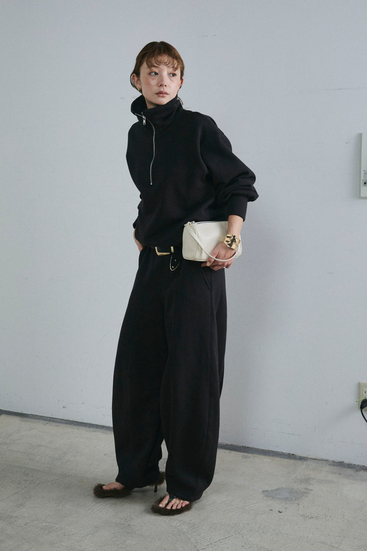 [予約/SET]ハーフジップ裏起毛トップス+裏起毛カーブパンツ(2set)