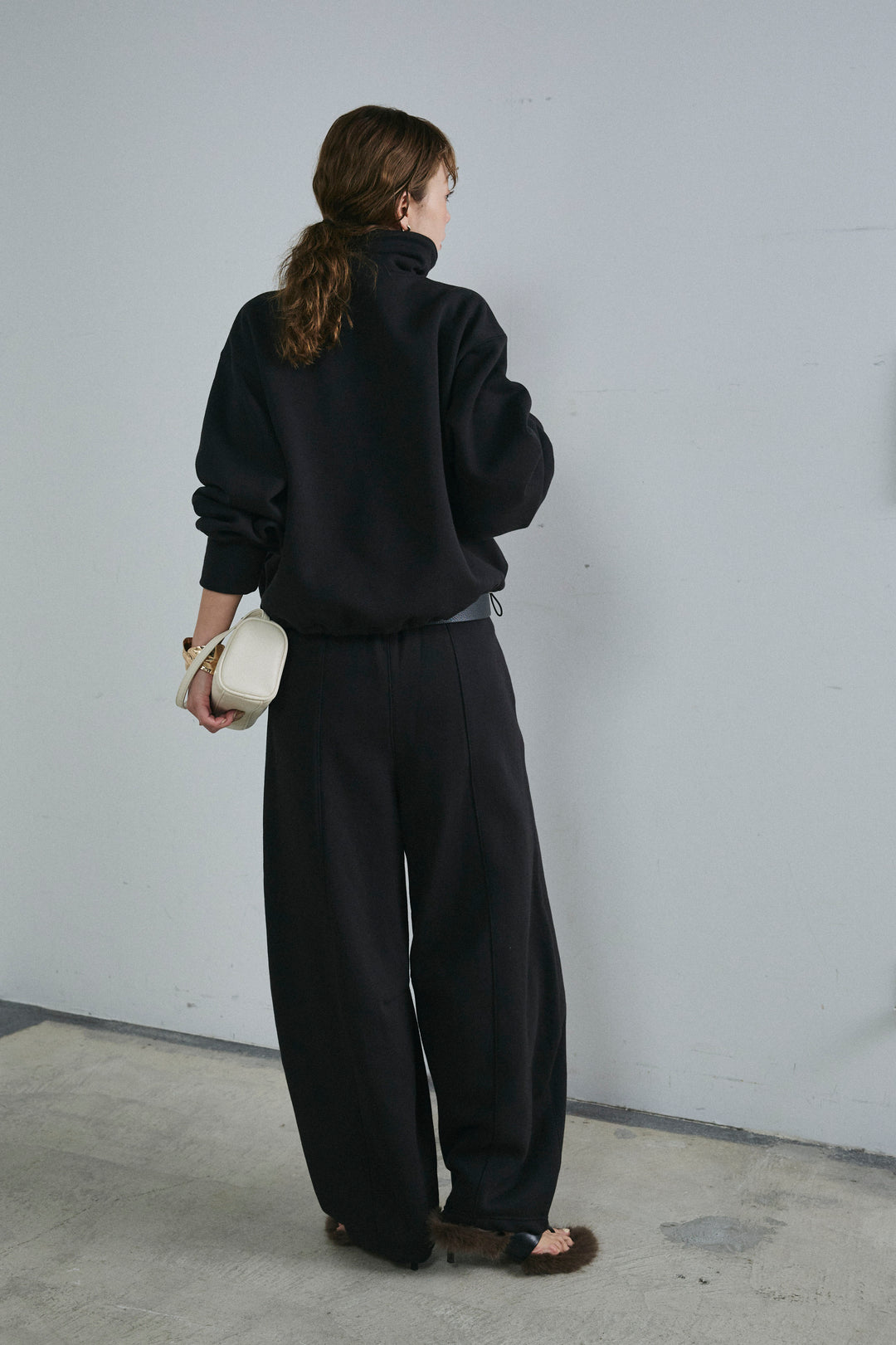 [予約/SET]ハーフジップ裏起毛トップス+裏起毛カーブパンツ(2set)