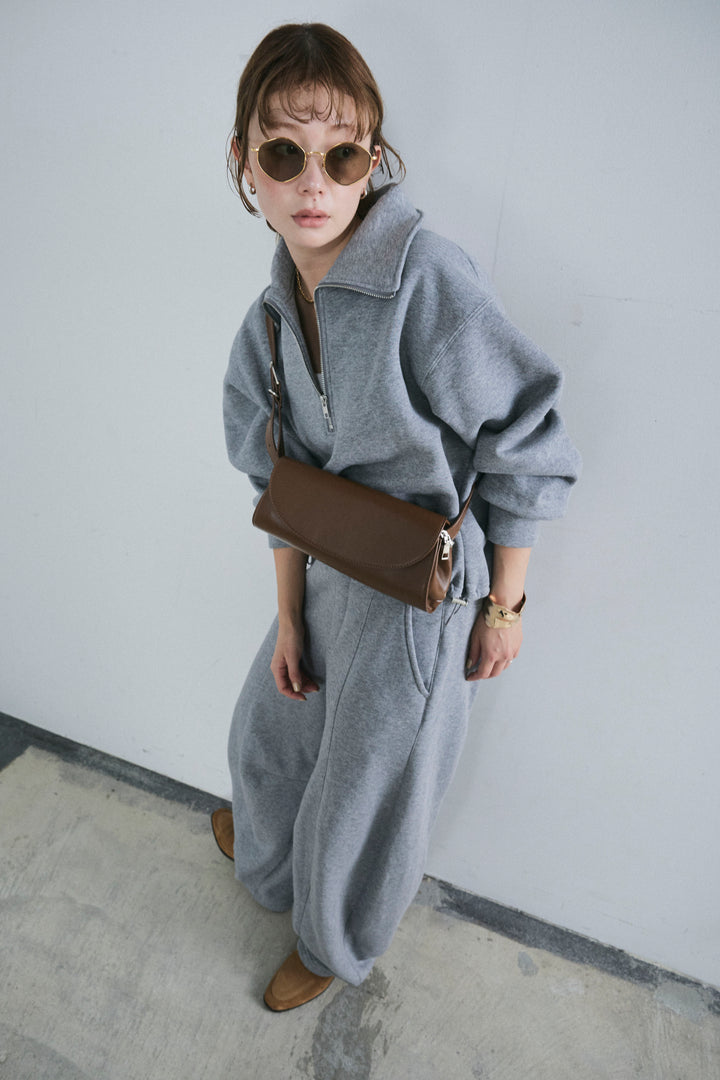 [予約/SET]ハーフジップ裏起毛トップス+裏起毛カーブパンツ(2set)