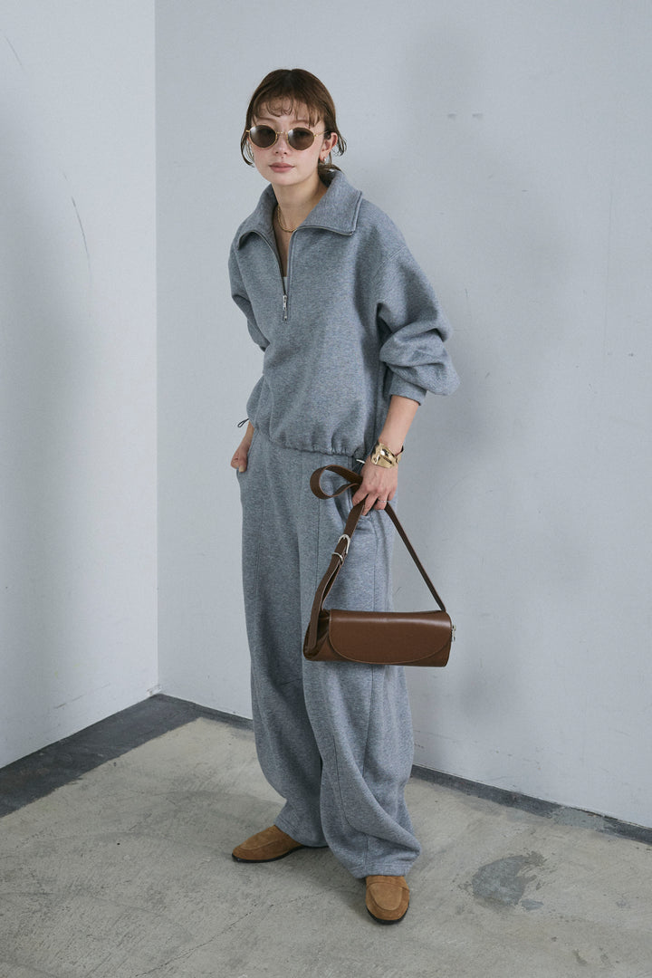 [予約/SET]ハーフジップ裏起毛トップス+裏起毛カーブパンツ(2set)