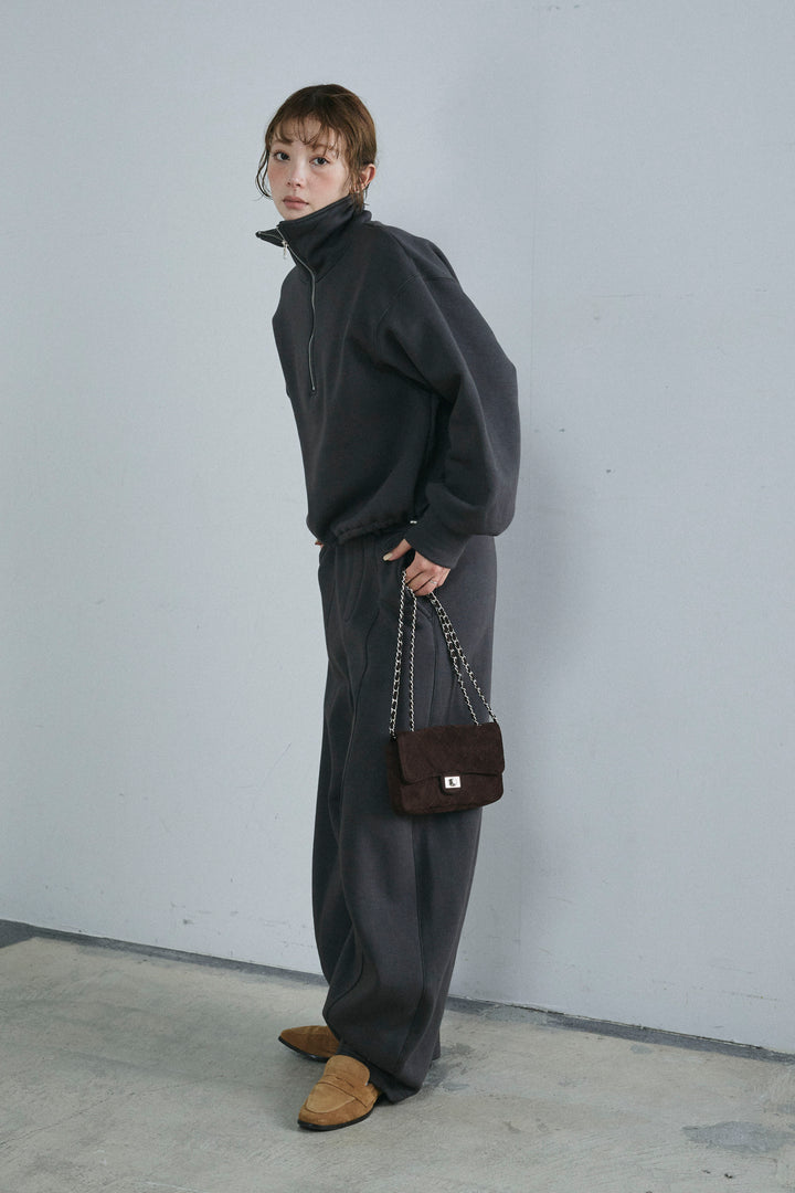 [予約/SET]ハーフジップ裏起毛トップス+裏起毛カーブパンツ(2set)