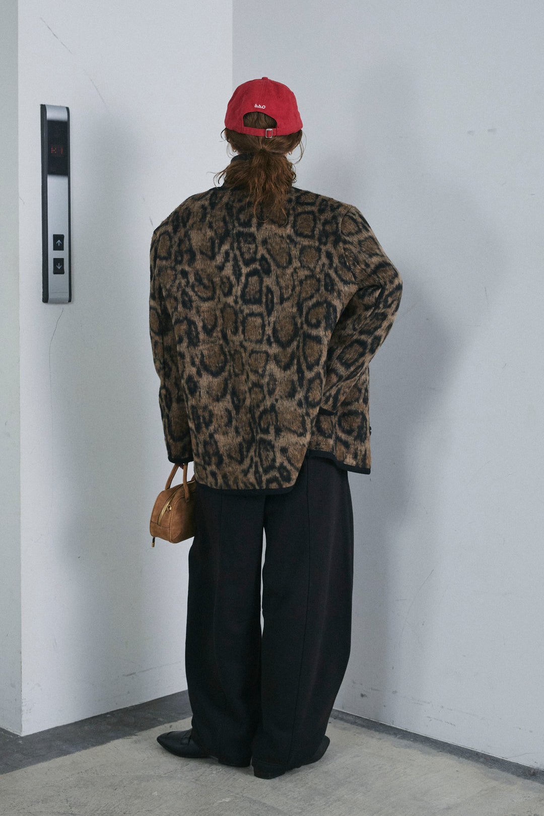 [予約/SET]ノーカラーレオパードジャコット+ハーフジップ裏起毛トップス+裏起毛カーブパンツ(3set)