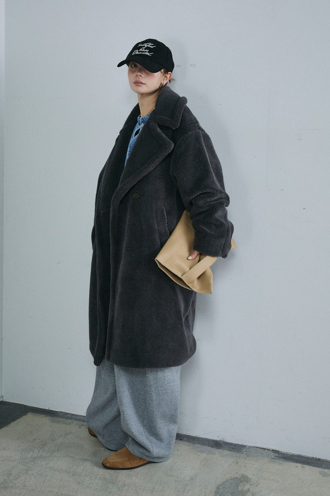 [予約/SET]テディロングコート+裏起毛カーブパンツ(2set)