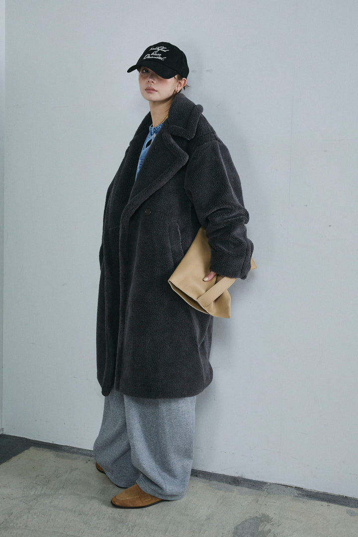 [予約/SET]テディロングコート+裏起毛カーブパンツ(2set)