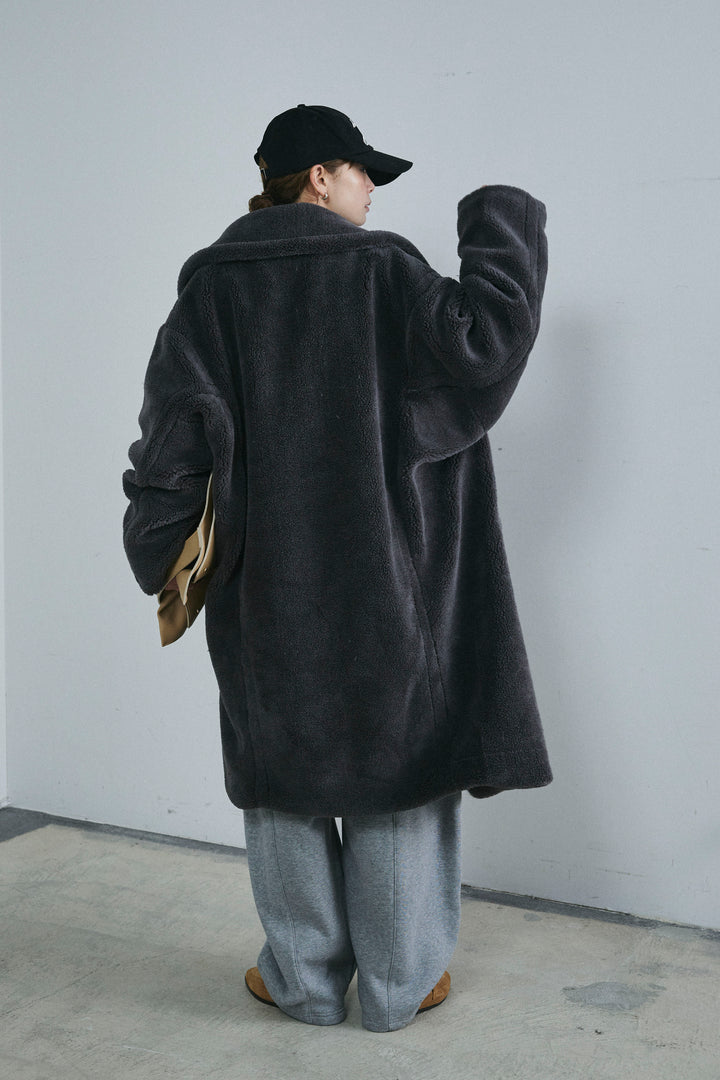 [予約/SET]テディロングコート+裏起毛カーブパンツ(2set)