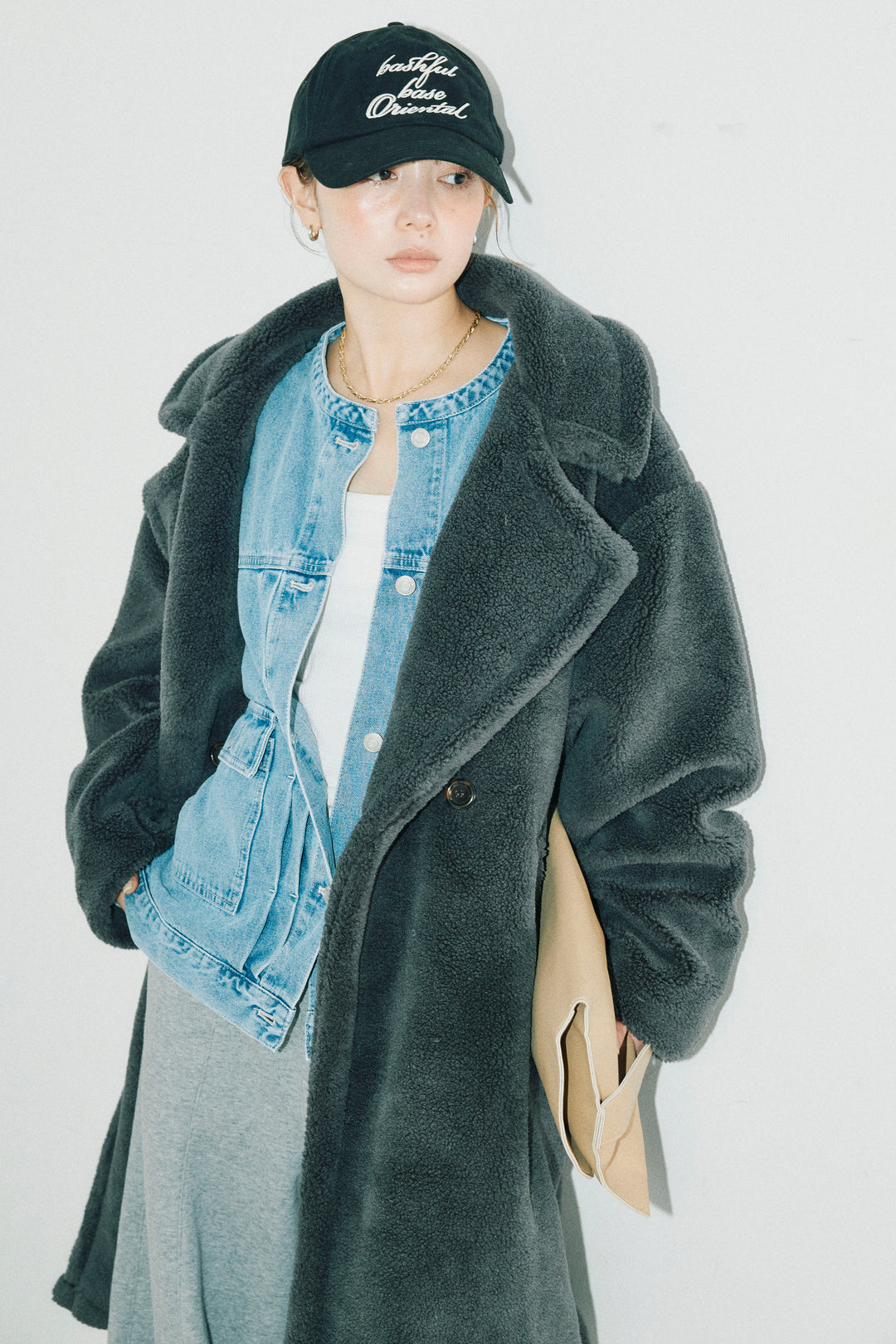 [予約/SET]テディロングコート+裏起毛カーブパンツ(2set)