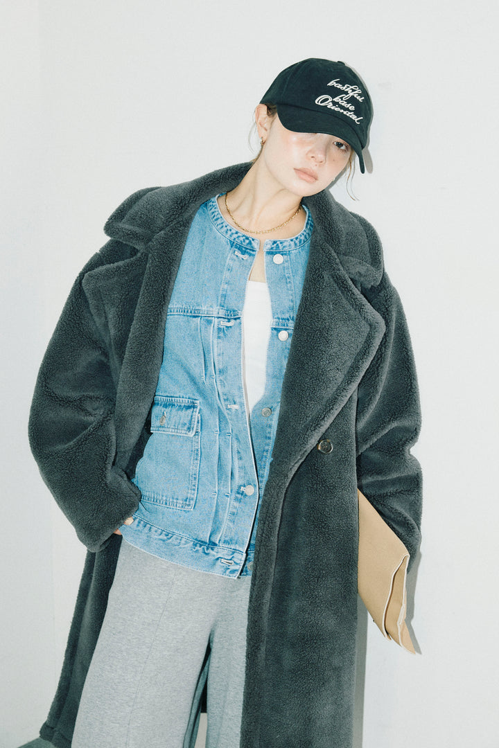 [予約/SET]テディロングコート+裏起毛カーブパンツ(2set)