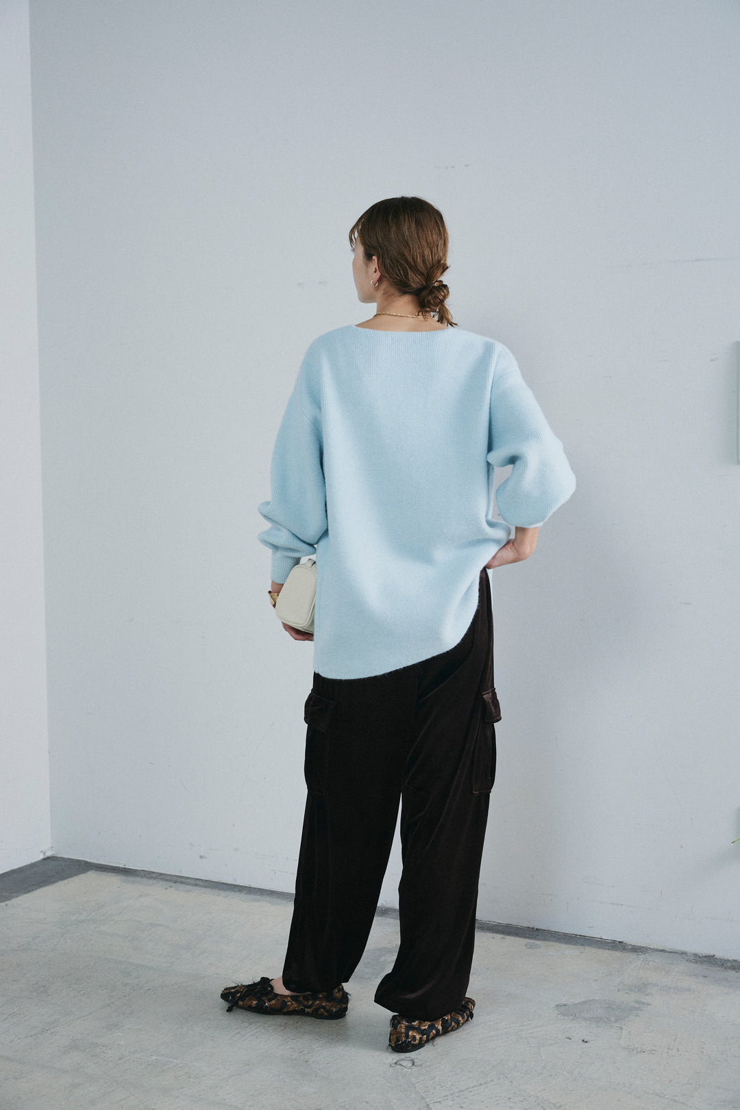 [予約/SET]深Vネックハイゲージニット+ベロアカーゴジョガーパンツ(2set)