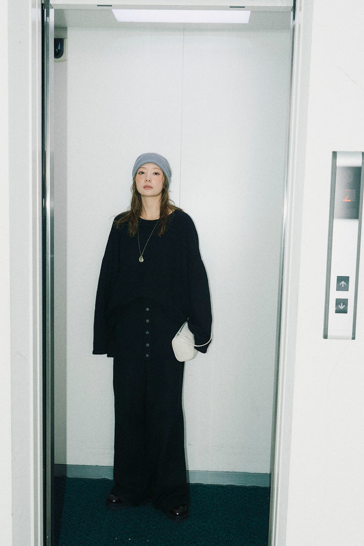 [予約/SET]バックレースアップニット+レイヤードニットパンツ(2set)