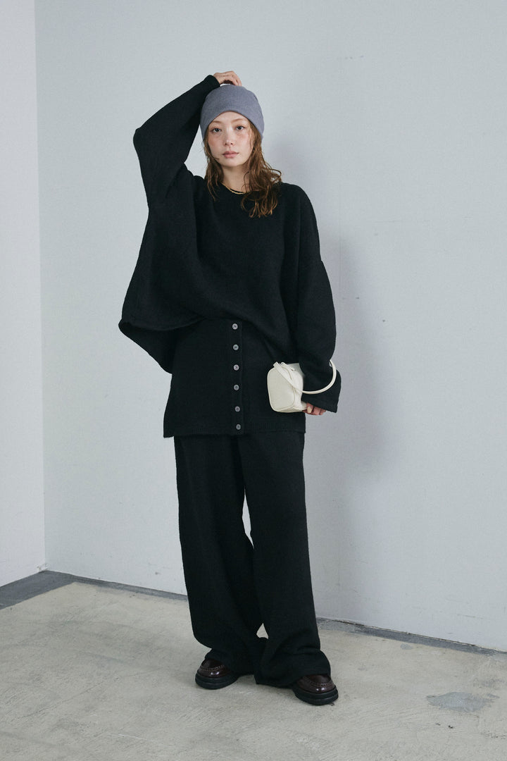 [予約/SET]バックレースアップニット+レイヤードニットパンツ(2set)