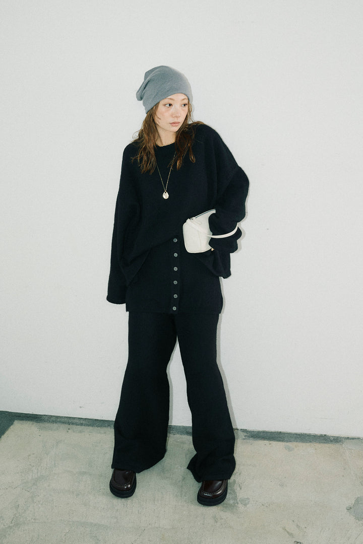 [予約/SET]バックレースアップニット+レイヤードニットパンツ(2set)