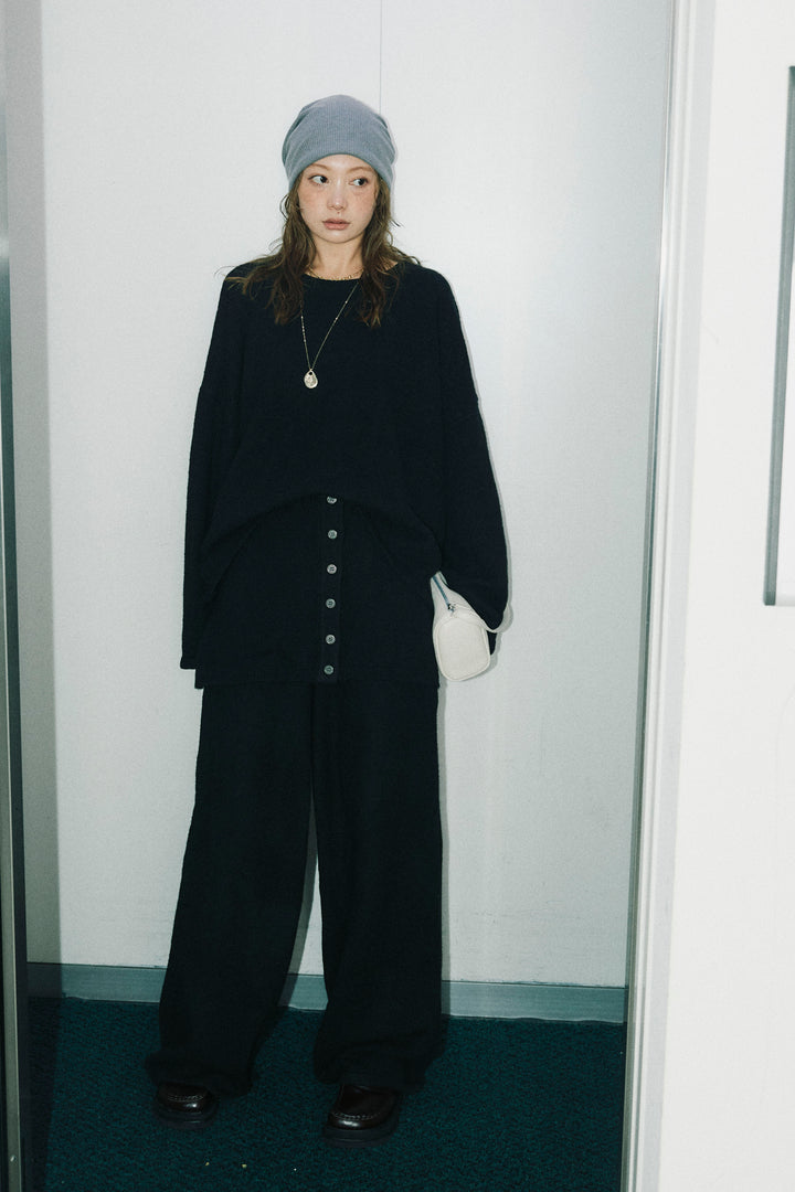 [予約/SET]バックレースアップニット+レイヤードニットパンツ(2set)