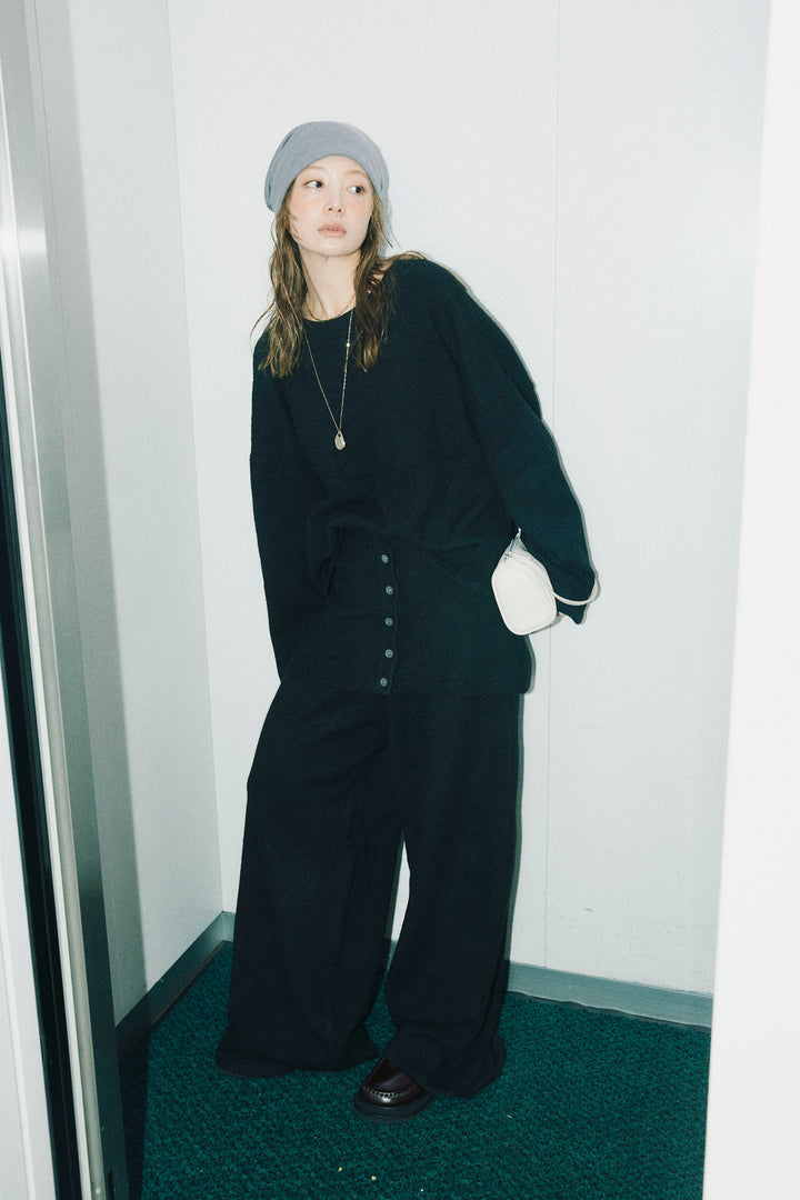 [予約/SET]バックレースアップニット+レイヤードニットパンツ(2set)