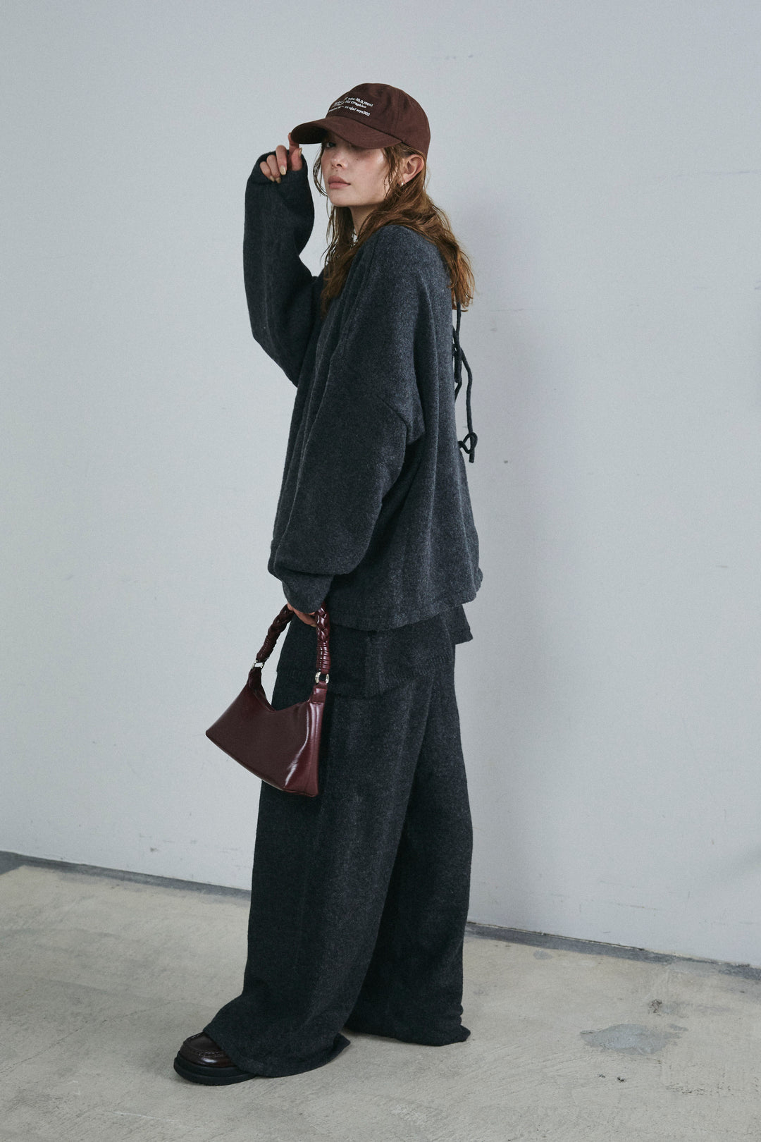 [予約/SET]バックレースアップニット+レイヤードニットパンツ(2set)