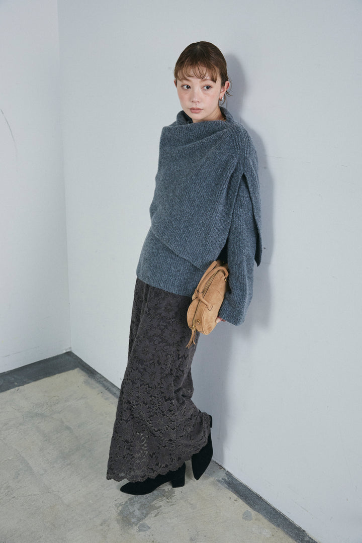 [予約/SET]ケープ付きローゲージニット+ソフトファブリックレースSK(2set)